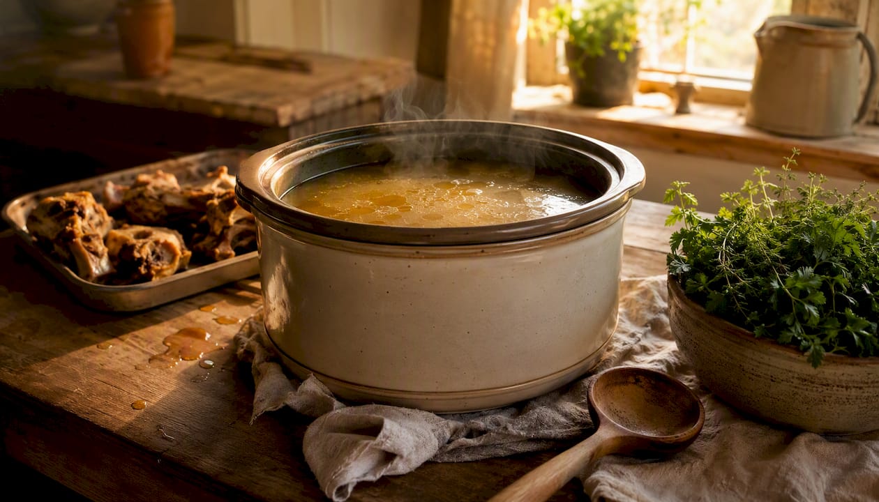Slow cooked bone broth: easy slow-cooker method