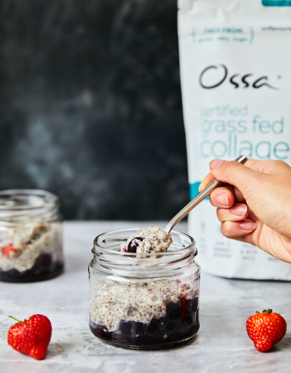 Chia and Blueberry Collagen Protein Pots - Ossa Organic