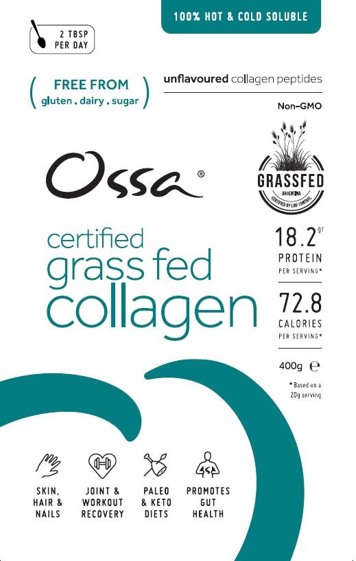 Ossa Certified Grass Fed Collagen Peptides and Ossa Pasture Raised Gelatine