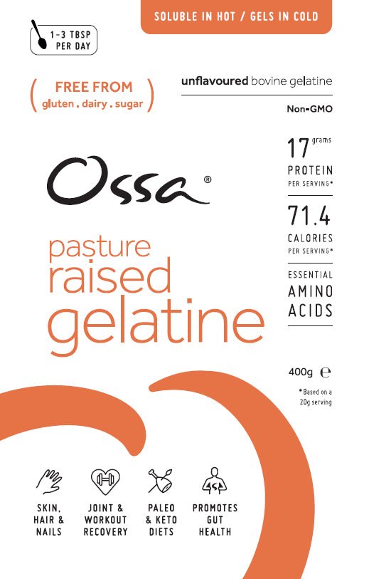 Ossa Certified Grass Fed Collagen Peptides and Ossa Pasture Raised Gelatine