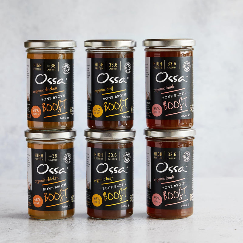 2 x Organic Chicken Bone Broth Boost  2 x Organic Beef Bone Broth Boost 2 x Organic Lamb Bone Broth Boost