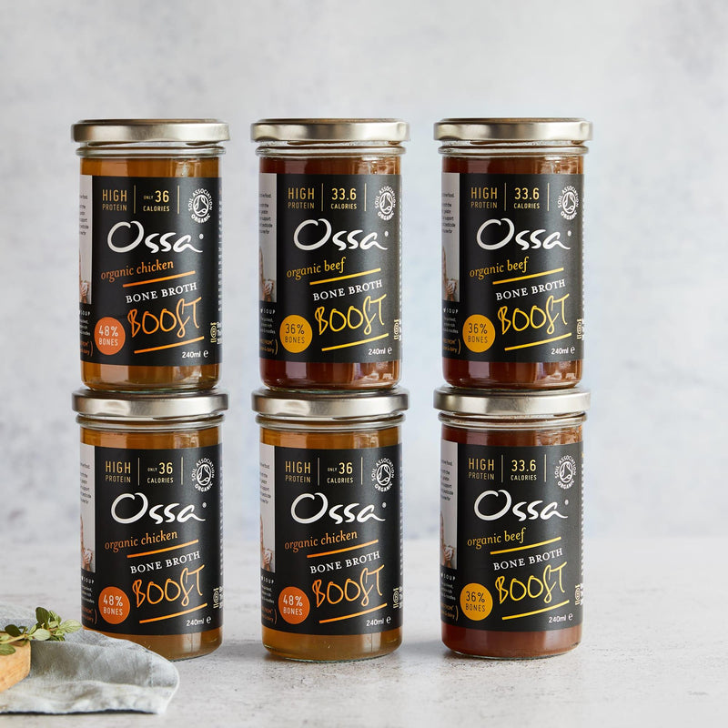 3 x Organic Chicken Bone Broth Boost 3 x Organic Beef Bone Broth Boost